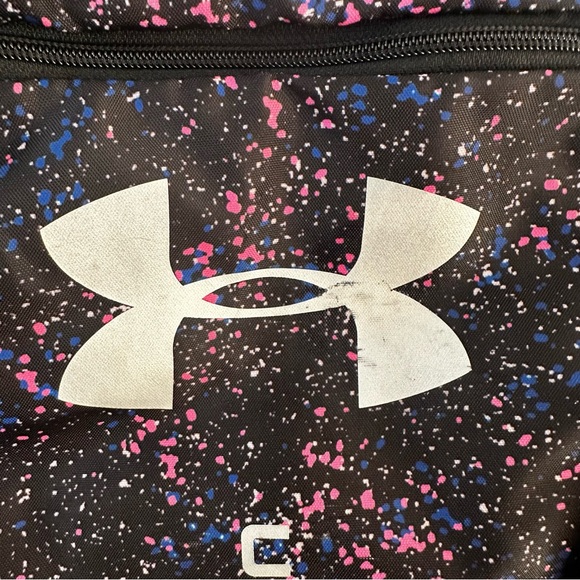 Under Armour Sackpack Cinch Gym Bag Black Pink Blue Splatter Print - Picture 3 of 10